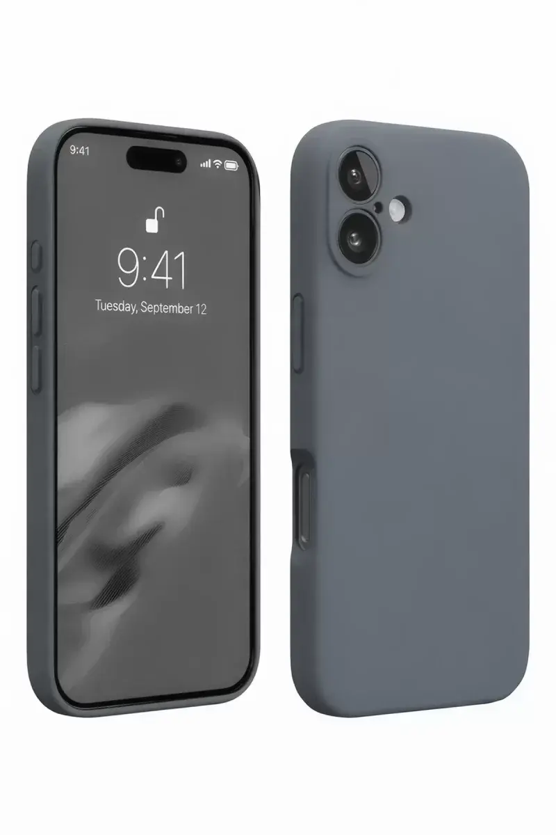 Newface İphone 16 Plus Kılıf Nano İçi Kadife Silikon - Gri