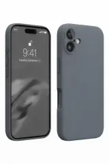Newface İphone 16 Plus Kılıf Nano İçi Kadife Silikon - Gri