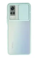 Newface Vivo Y53s Kılıf Palm Buzlu Kamera Sürgülü Silikon - Turkuaz