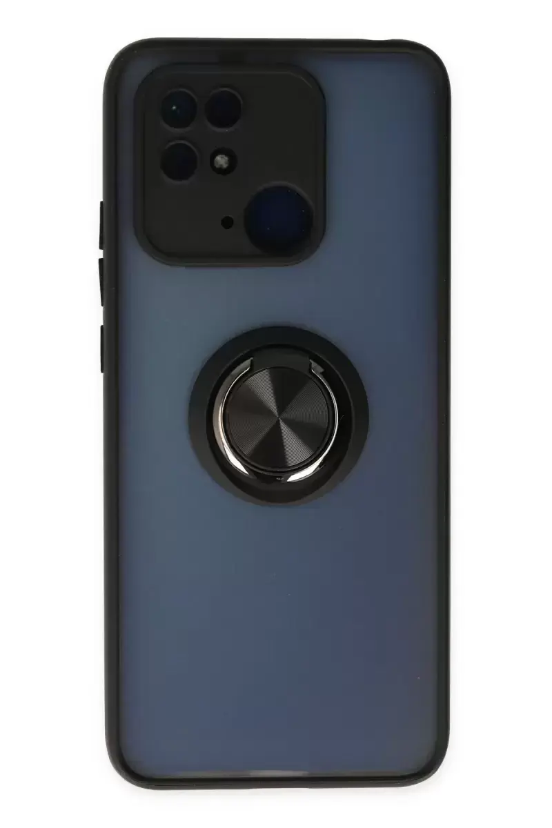 Newface Xiaomi Redmi 10c Kılıf Montreal Yüzüklü Silikon Kapak - Siyah