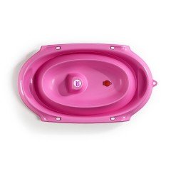 OkBaby Onda Slim Katlanır Bebek Küveti & Hippo Banyo Siperliği / Canlı Pembe