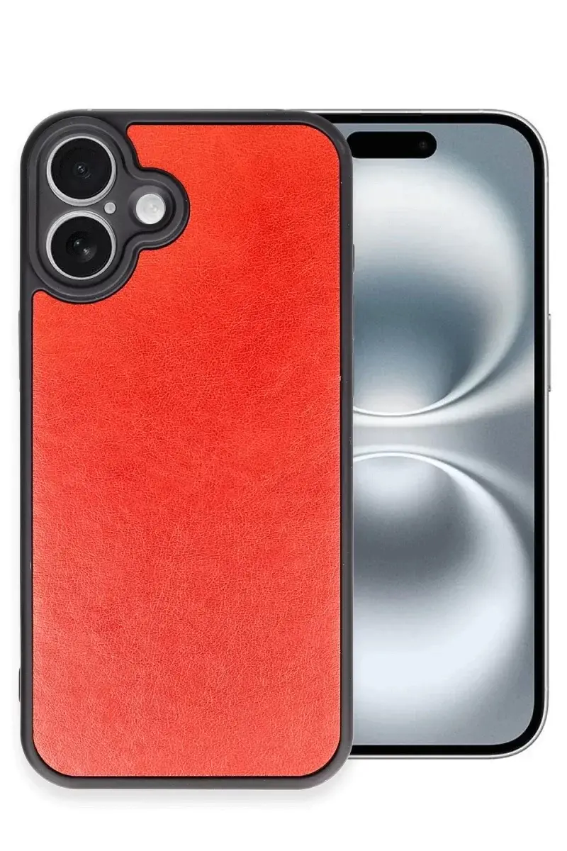 Newface İphone 16 Plus Kılıf Aras Deri Kapak - Kırmızı