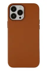 Newface İphone 13 Pro Kılıf Asya Deri Silikon - Kahverengi