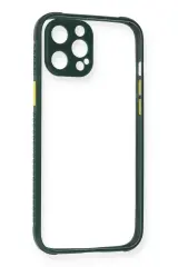 Newface İphone 12 Pro Kılıf Miami Şeffaf Silikon - Koyu Yeşil
