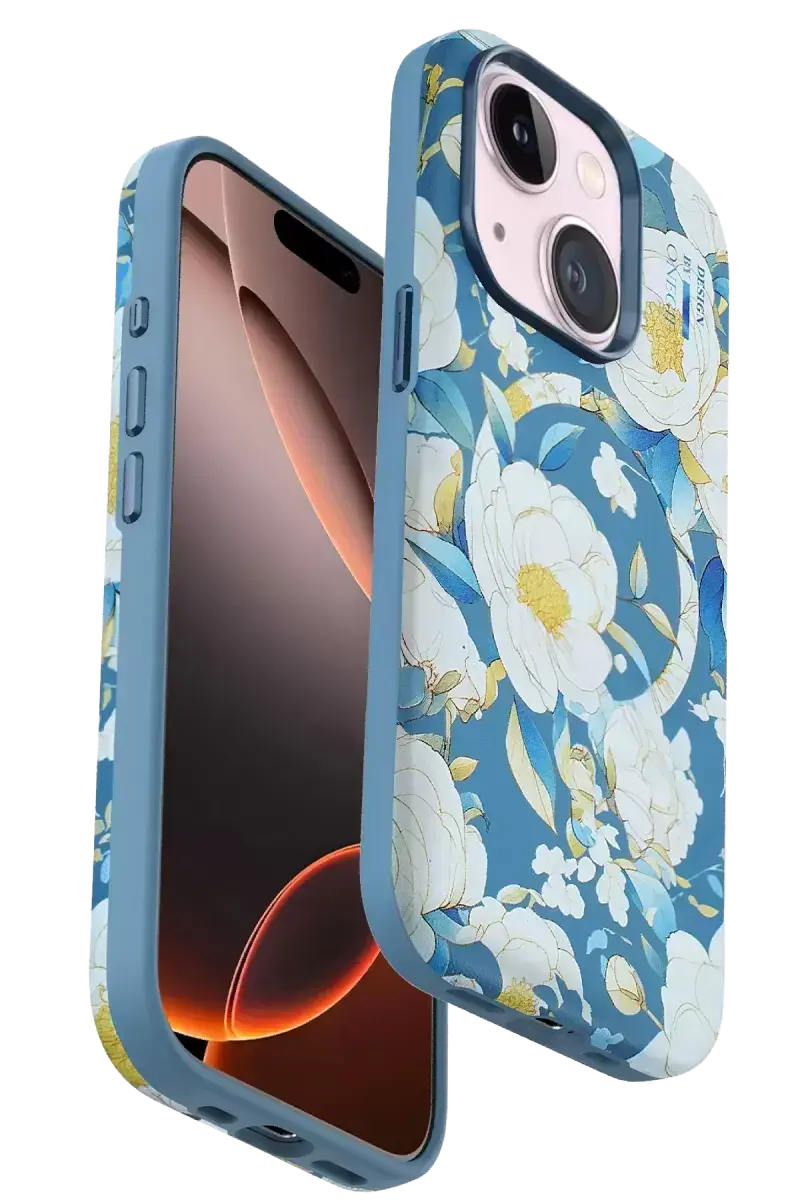 Onegif Apple İphone 15 Flower Series Magsafe Kapak - Mavi