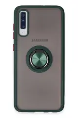Newface Samsung Galaxy A70 Kılıf Montreal Yüzüklü Silikon Kapak - Yeşil