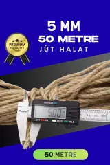 5 Mm 50 Metre Jüt Halat Dekoratif Hasır İp Urgan Süs