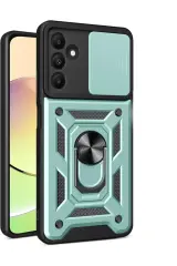 Newface Samsung Galaxy M15 Kılıf Pars Lens Yüzüklü Silikon - Yeşil