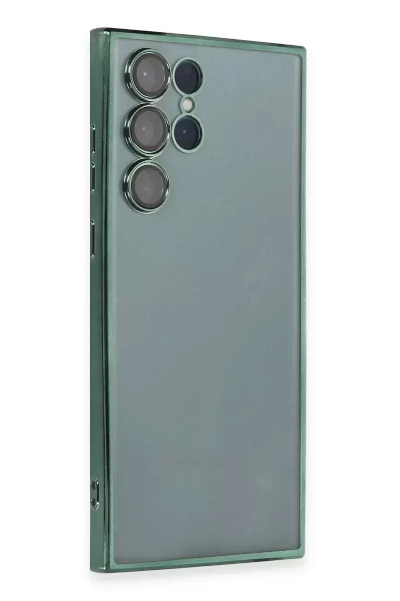 Newface Samsung Galaxy S22 Ultra Kılıf Razer Lensli Silikon - Yeşil