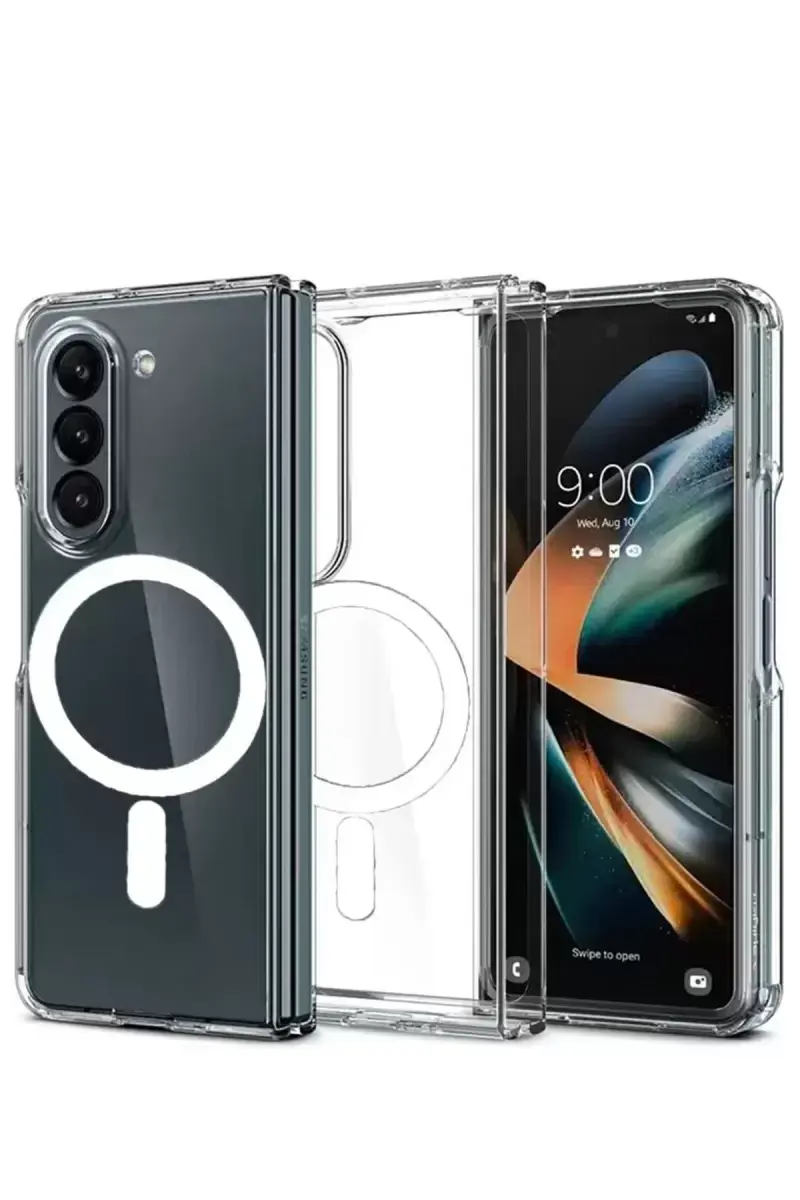 Newface Samsung Galaxy Z Fold 5 Kılıf Magneticsafe Şeffaf Silikon - Şeffaf