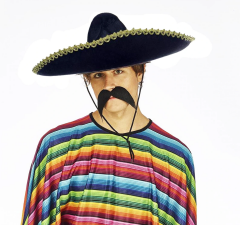 Sombrero Meksika Şapkası Mariachi Altın Şeritli Yetişkin Boy