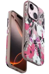 Onegif Apple İphone 15 Flower Series Magsafe Kapak - Pembe