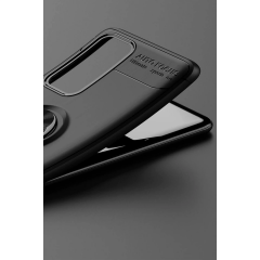 Huawei P40 Kılıf Range Yüzüklü Silikon - Siyah-gold