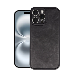 İphone 16 Pro Max Kılıf Aras Deri Kapak - Siyah