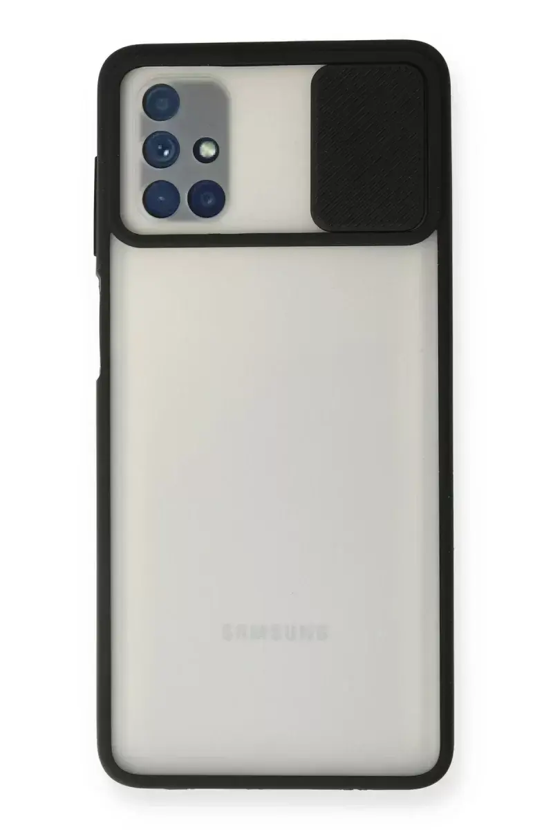 Newface Samsung Galaxy M51 Kılıf Palm Buzlu Kamera Sürgülü Silikon - Siyah