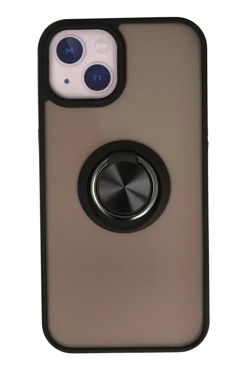 Newface İphone 13 Kılıf Montreal Yüzüklü Silikon Kapak - Siyah