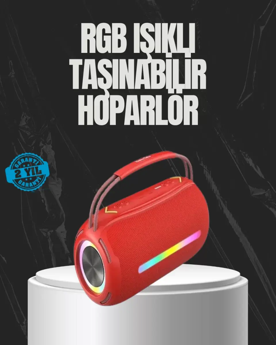 20w Güçlü Ses Çift Sürücülü Rgb Led Işıklı Bluetooth 5.3 Hoparlör