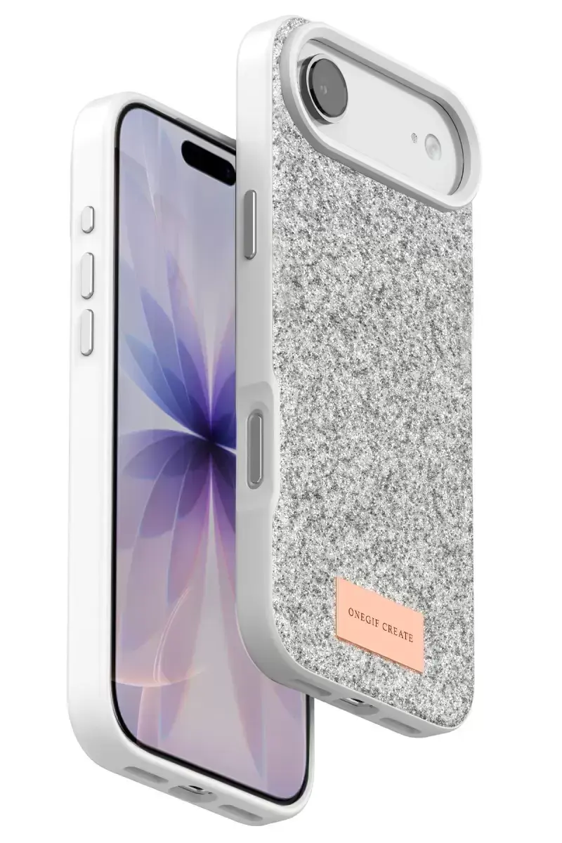 Onegif Apple İphone 17 Air Bright Simli Kapak - Beyaz