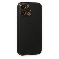 İphone 14 Pro Kılıf Coco Deri Silikon Kapak - Siyah