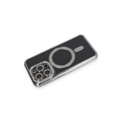 İphone 14 Pro Max Kılıf Joke Simli Magneticsafe Kılıf - Gri