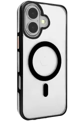Joko İphone 16 Gleam Pc Sert Magsafe Kılıf - Şeffaf-siyah