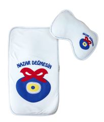 AyBaby AY645 Nazar Boncuk Desenli Bebek Alt Açma Minderi 55x40 Cm - Beyaz