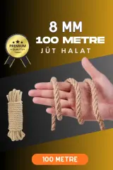 8 Mm 100 Metre Jüt Halat Dekoratif Hasır İp Urgan Süs