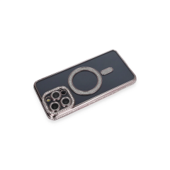 İphone 14 Pro Kılıf Joke Simli Magneticsafe Kılıf - Gri