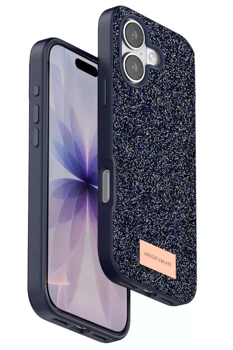 Onegif Apple İphone 17 Bright Simli Kapak - Mavi