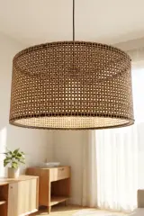Antik Çağ Hasır Kumaş Başlıklı Sarkıt Avize 35 Cm