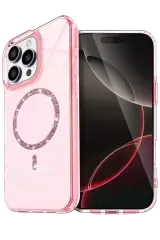 Newface Apple İphone 16 Pro Max Live Diamond Magsafe Kapak - Pembe