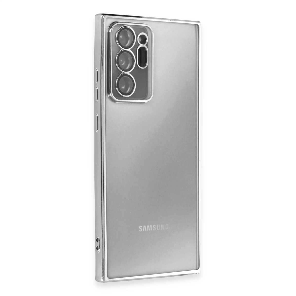 Samsung Galaxy Note 20 Ultra Kılıf Razer Lensli Silikon - Gümüş
