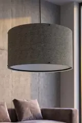 Koyu Gri Kumaş Başlıklı Sarkıt Avize 35 Cm
