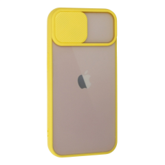 İphone 13 Kılıf Palm Buzlu Kamera Sürgülü Silikon - Sarı