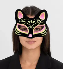 Süet Pembe Sarı Kedi Maskesi