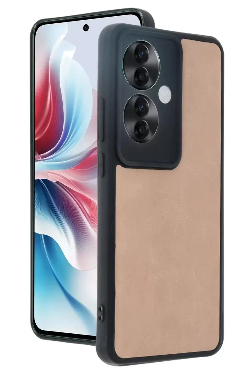 Newface Oppo Reno 11f Kılıf Aras Deri Kapak - Pudra