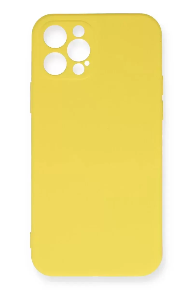 Newface İphone 12 Pro Max Kılıf Nano İçi Kadife Silikon - Sarı