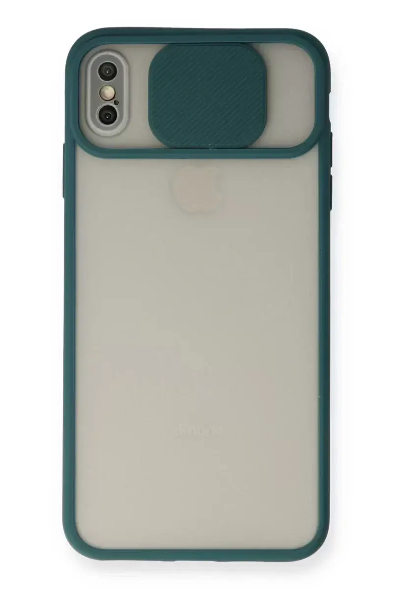 Newface İphone X Kılıf Palm Buzlu Kamera Sürgülü Silikon - Yeşil
