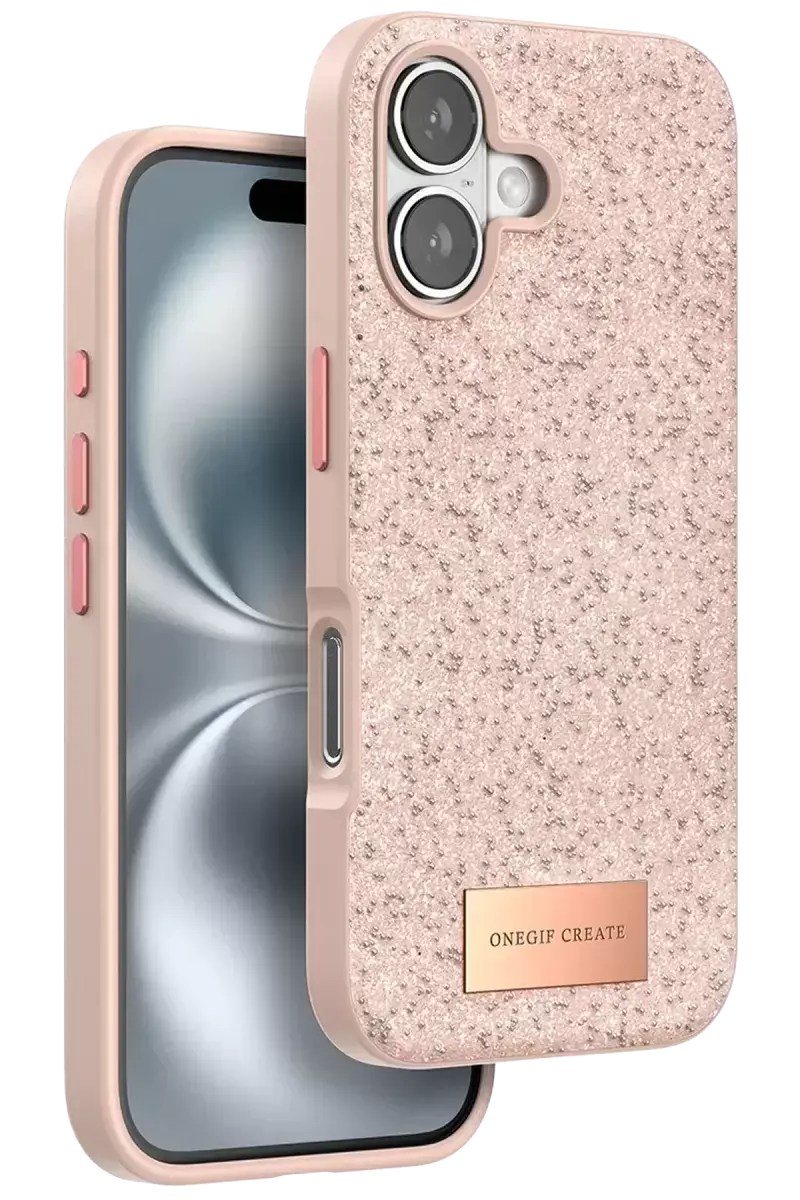 Onegif İphone 16 Plus Bright Simli Kapak - Pembe