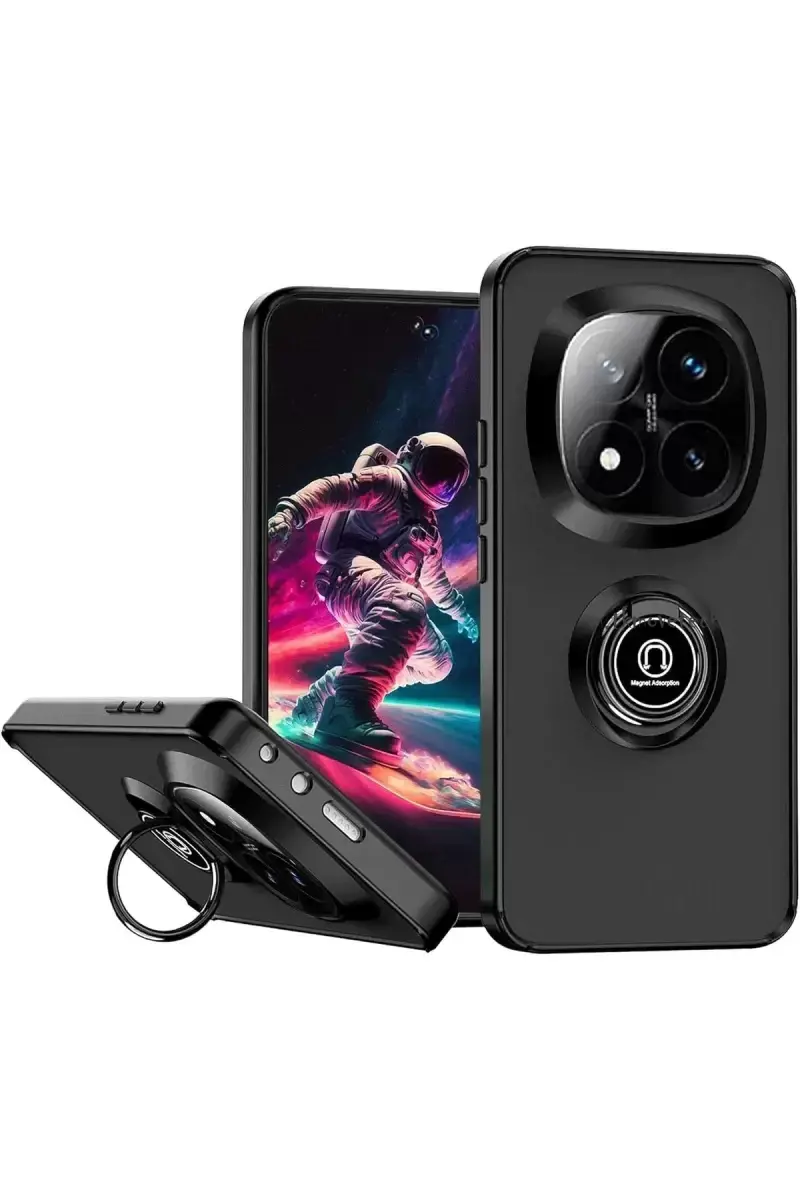Newface Xiaomi Redmi Note 14 Pro 5g Kılıf Montreal Yüzüklü Silikon Kapak - Siyah