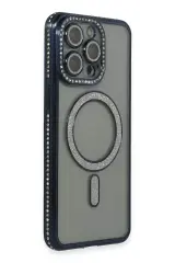 Newface İphone 14 Pro Kılıf Joke Simli Magneticsafe Kılıf - Lacivert