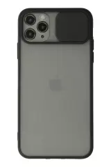 Newface Apple İphone 11 Pro Max Kılıf Palm Buzlu Kamera Sürgülü Silikon - Siyah