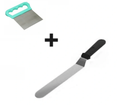 2li Set Hamur Şekillendirici Eğik Pasta Spatulası Ve Metal Hamur Kesici Kazıyıcı Spatula