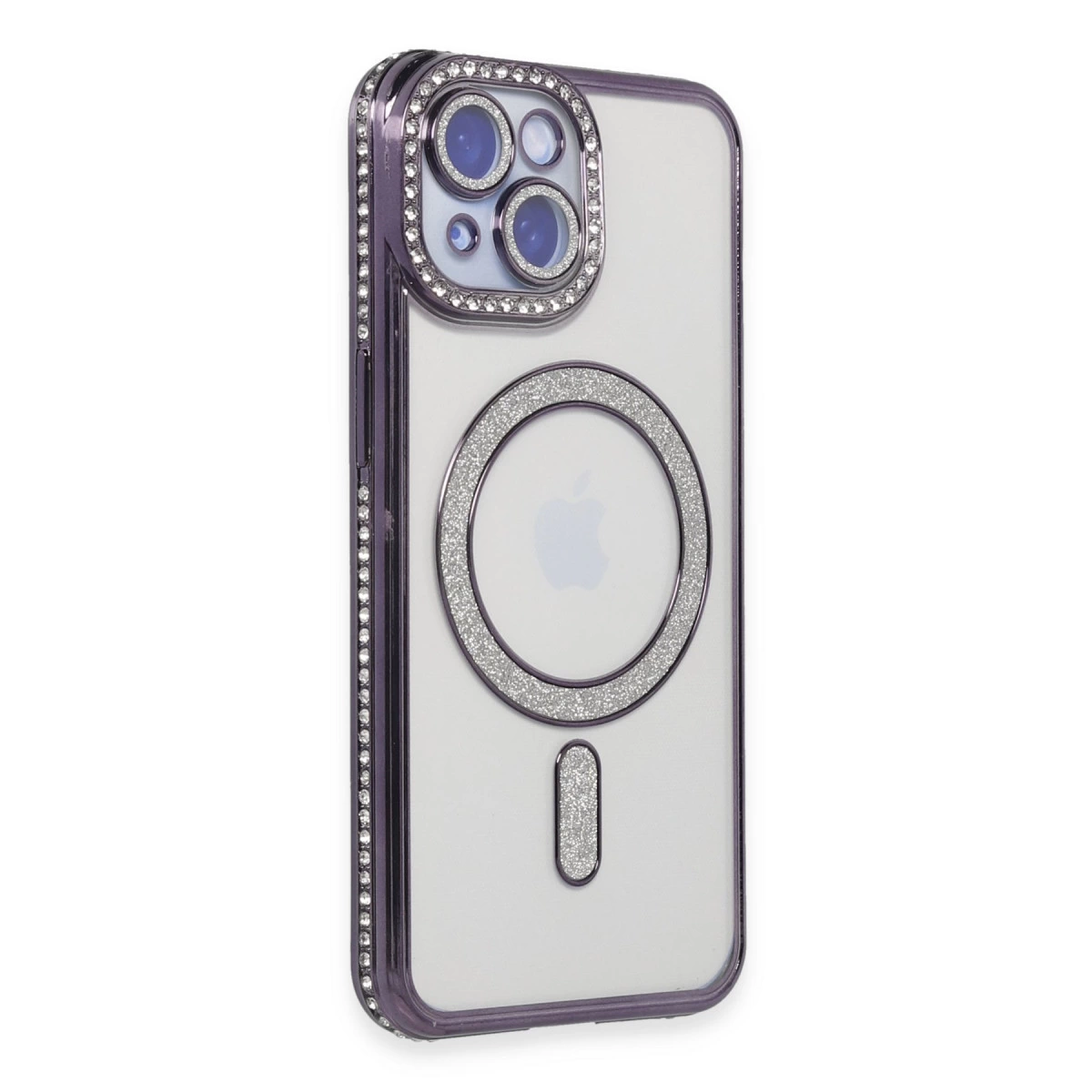 İphone 13 Kılıf Joke Simli Magneticsafe Kılıf - Derin Mor