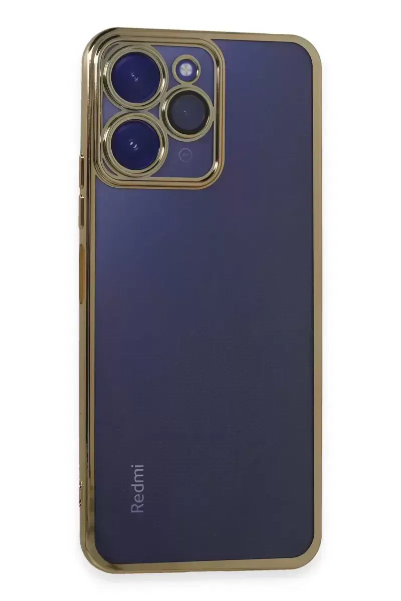 Newface Xiaomi Redmi 12 Kılıf Razer Lensli Silikon - Gold