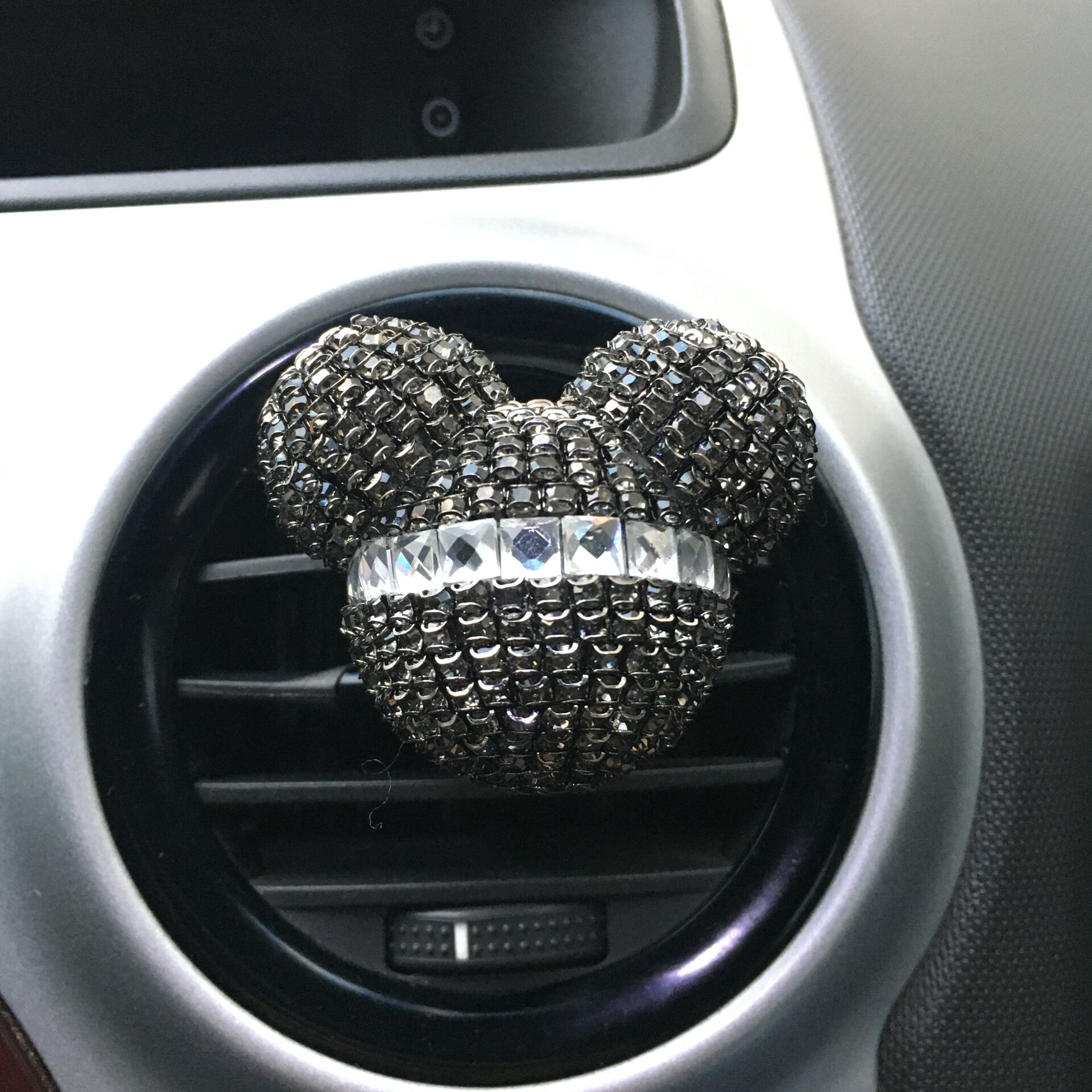 Kristal Taşlı Panda Havalandırma Klips Oto Kokusu Siyah