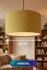 Hardal Kumaş Başlıklı Sarkıt Avize 35 Cm