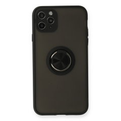 İphone 11 Pro Kılıf Montreal Yüzüklü Silikon Kapak - Siyah