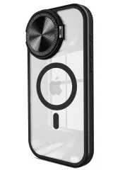 Newface İphone 15 Pro Kılıf Teleskop Lens Magsafe Silikon Kapak - Siyah
