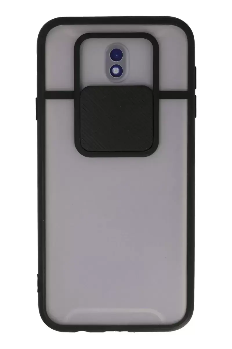 Newface Samsung Galaxy J7 Pro / J730 Kılıf Palm Buzlu Kamera Sürgülü Silikon - Siyah